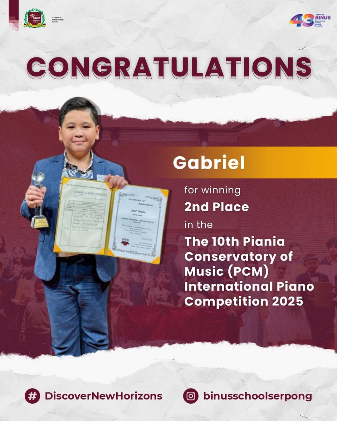 A Big Round of Applause to Gabriel!