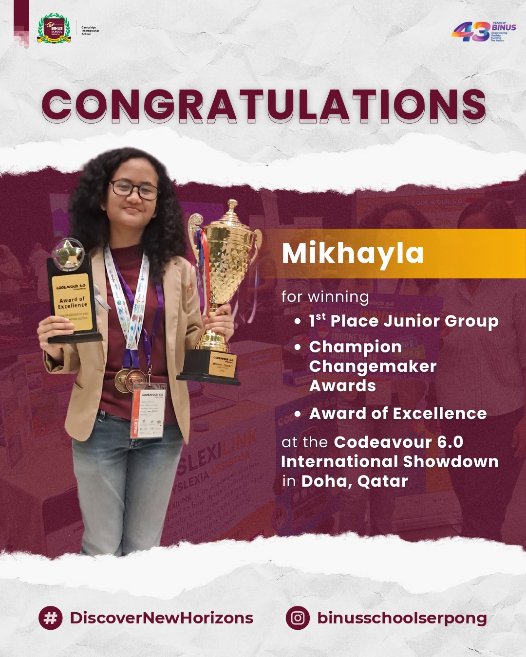 Congratulations Mikhayla!